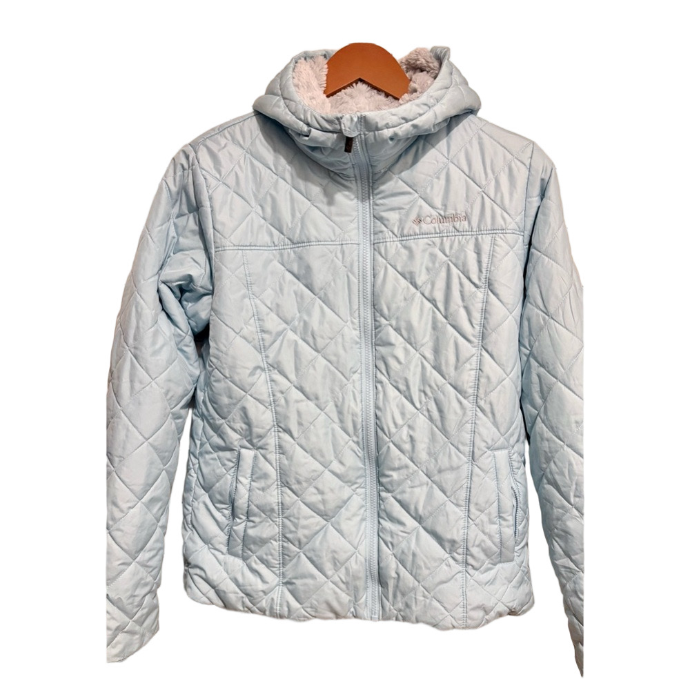 Columbia Cooper Crest Hooded Insulated zip up jacket baby blue/gray M